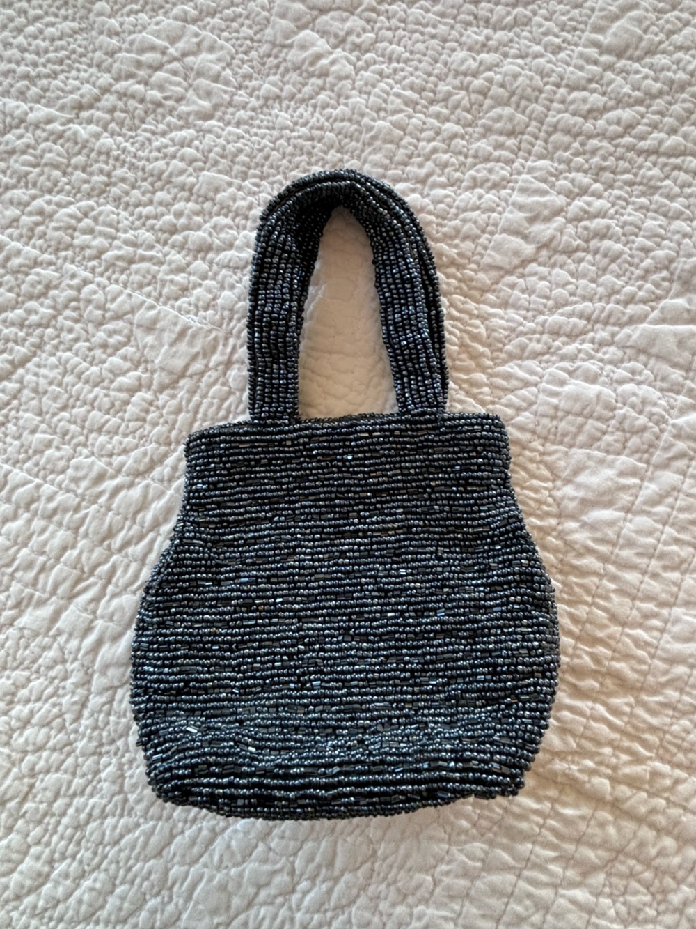 Hematite Beaded Black Handbag - vintage Sundance Catalog